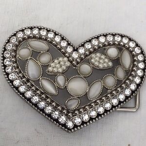 Chic Heart-Shaped Silver & White Color Belt Buckle *